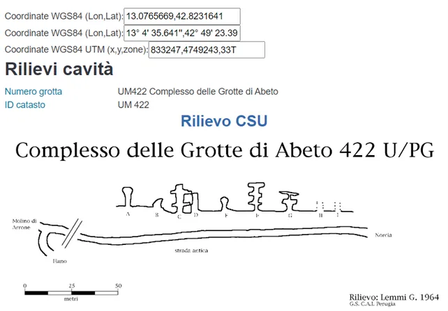 Pianta delle Grotte di Abeto