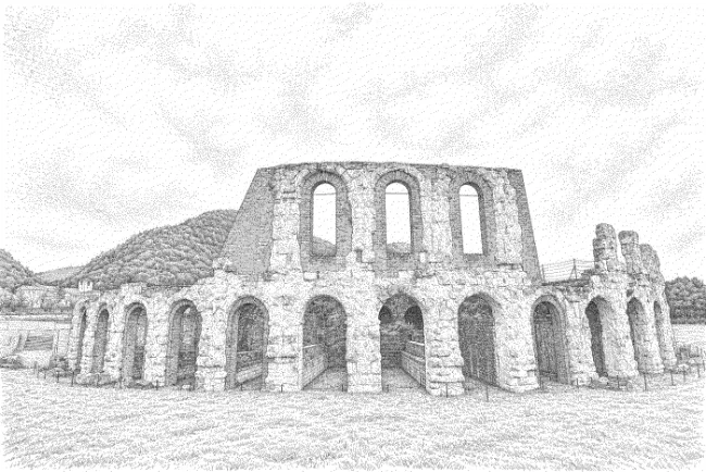 Disegno dell'Anfiteatro romano di Gubbio